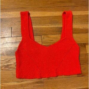 URBAN OUTFITTERS Red Ribbed Sweater Tank